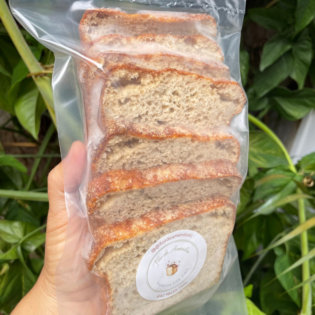 Fatias de Pão de Amêndoas Tradicional (Fracionado) - Flor de Amendoa - Produtos Low Carb
