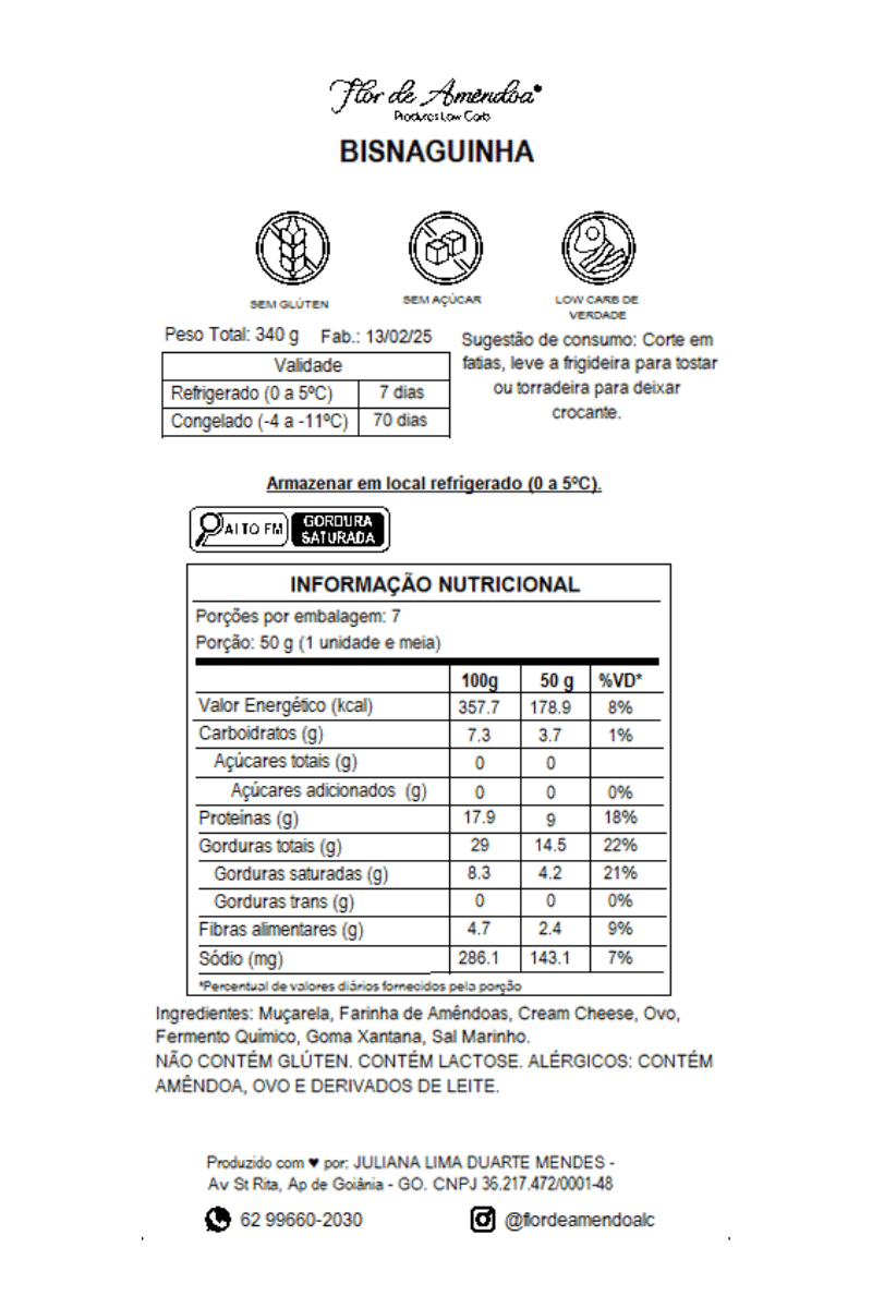 Bisnaguinha - Flor de Amendoa - Produtos Low Carb
