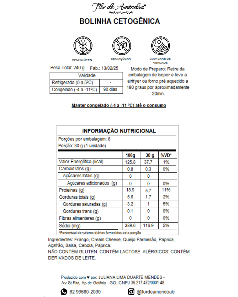 Bolinha Cetogênica - Flor de Amendoa - Produtos Low Carb
