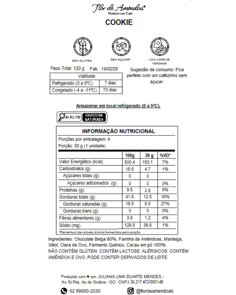 Cookies - Flor de Amendoa - Produtos Low Carb